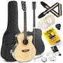 Pyle - PEAG93 , Musical Instruments , 36” Inch 6-String Electric Acoustic Guitar - Guitar with Digital Tuner & Accessory Kit (Nature color, matt finish)